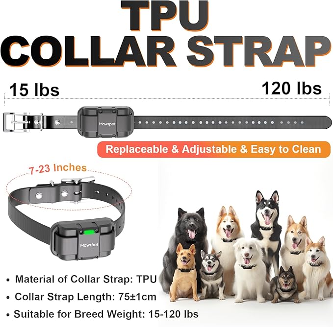 MawrPet Dog Training Collar with Remote-5200FT, Dog Shock Collar with IPX7 Waterproof, Shock, Vibration, Beep, E-Collar for Dogs Training, Rechargeable, Suitable for All Breeds of 15-120lbs