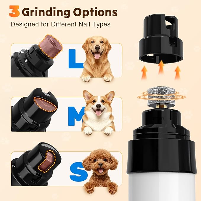 Silent Dog Nail Grinder, Whisper Quiet Claw Trimmer for Sensitive Pets, Safe & Stress-Free Nail Grooming for Dogs and Cats
