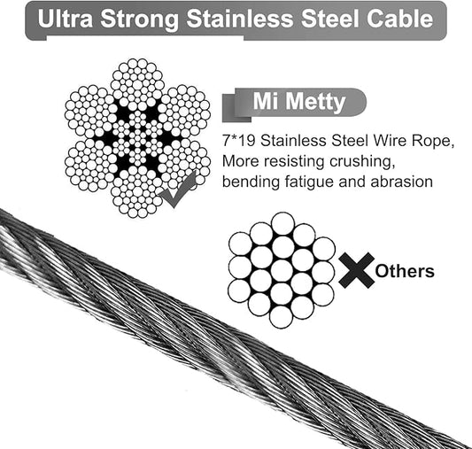 Tie Out Cable for Dogs,10/20/30/50/100FT Dog Leads for Yard Chew Proof,Heavy Duty Tie Out Cable for Large Dogs Up to 125lbs,Dog Runner Tether (Black, 125Ibs 10ft)