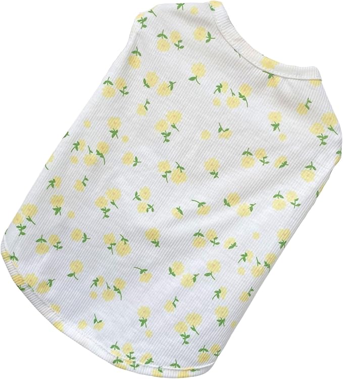 Summer Dog Cotton T Shirt Pet Tee Shirts Puppy Daisy Flower Prints Clothes Apparel for Small Dogs Cats