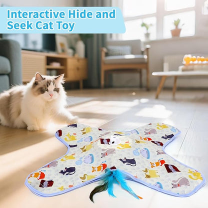 DFQ Interactive Cat Toy for Indoor Cats, Rechargeable Touch-Activated Moving Feather Wand with Concealed Motion, Play Toy for Kittens and Adult Cats (Yellow)
