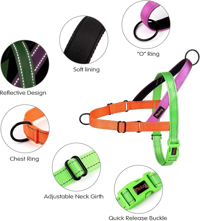 Didog No Pull Dog Harness with Soft Padded Handle, Quick Fit & Lightweight Adjustable Vest Harness, Easy for Training Walking for Small & Medium and Large Dogs(Green,L)