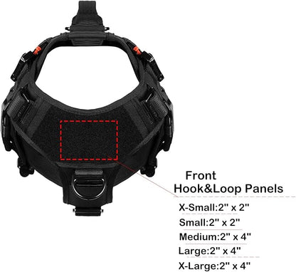 ICEFANG GN3 Tactical Dog Harness with 6X Buckle,Dog Molle Vest with Handle,3/4 Body Coverage,Hook and Loop Panel for ID Patch,No Pulling Front Clip (XL (32"-39" Girth), Black)