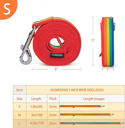 Siumouhoi Strong Durable 6 ft Nylon Dog Training Leash, 1 Inch Wide Traction Rope, for Small and Medium Dog (Rainbow, 6 Feet)