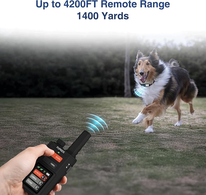 Dog Training Collar with 4 Powerful Modes - 4200FT E Collar for Dogs Training, IPX7 Waterproof Rechargeable Dog Shock Collar for 20-140 Lbs Dogs