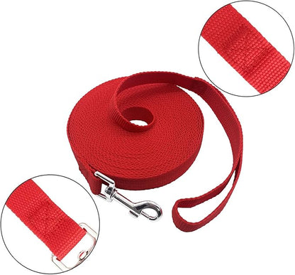 PETGOGO 15ft 20ft 30ft 40ft 50ft Long Dog/Puppy Lead Obedience Recall Training Dog Leashes for Small Medium Dogs Camping, Training, Play, or Backyard (Red, 1" x 50FT)