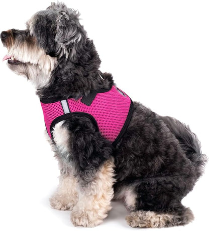 THE WORTHY DOG Step-in Dog Harness for Small Dogs, Comfortable Mesh, Reflective, Strong Hook and Loop Closure, Quick Release Buckle, Pink, Small