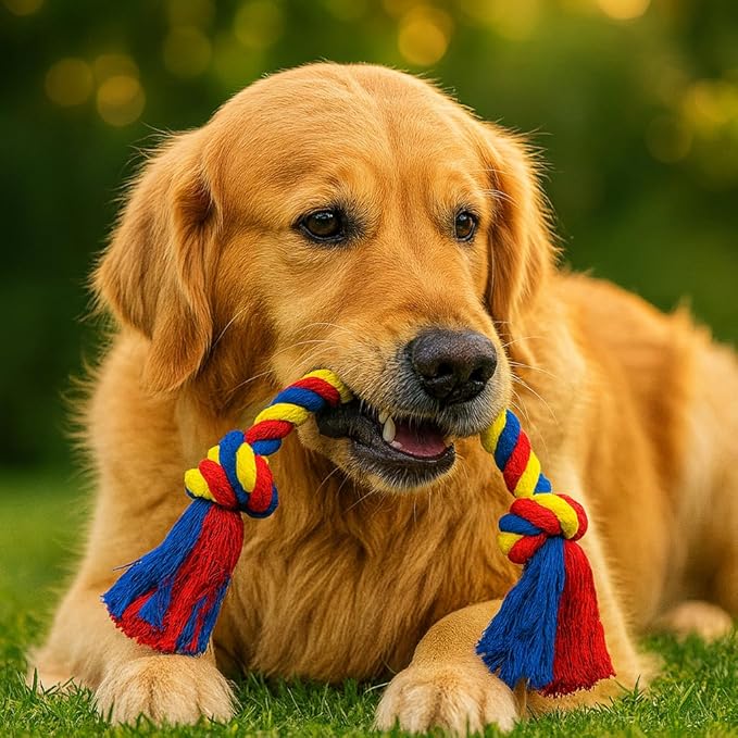 PAWPOURRI Dog Rope Toys Heavy Chew Toys for Medium and Large Breed Dogs, Durable Rope Toy Set for Teething, Chewing Support and Interactive Play (4 pcs Dog Toys Combo)