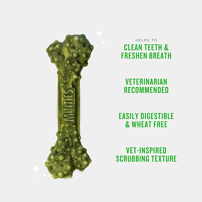 Minties Dog Dental Bone Treats, Tiny/Small Dental Dog Treats, Clean Teeth, Fight Bad Breath, Removes Plaque and Tartar, 80 Count