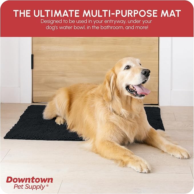 My Doggy Place Dog Mud Mat, 36" x 26" Black – Thick Microfiber Entry Rug for Snow, Mud & Salt – Absorbent, Quick-Dry, Washer-Safe & Non-Slip, Large