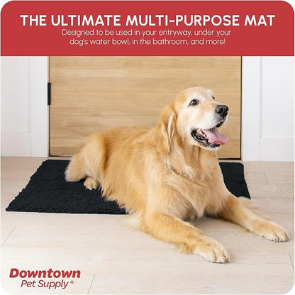 My Doggy Place Dog Mud Mat, 36" x 26" Black – Thick Microfiber Entry Rug for Snow, Mud & Salt – Absorbent, Quick-Dry, Washer-Safe & Non-Slip, Large