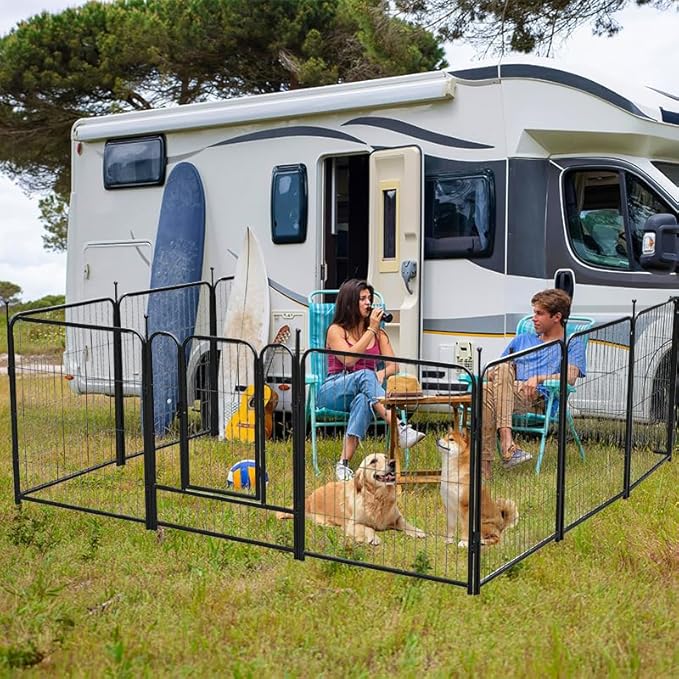FOUWICK Dog Playpen Designed for Dogs, 32 inch 10 Panels.Perfect Dog Pen for Camping, Yard, RV, Garden Fence, Black (Black, 32inch, 10)