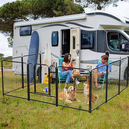 FOUWICK Dog Playpen Designed for Dogs, 32 inch 10 Panels.Perfect Dog Pen for Camping, Yard, RV, Garden Fence, Black (Black, 32inch, 10)