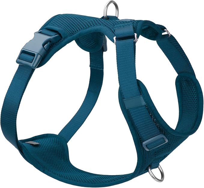 No Pull Dog Harness for Small Medium Large Dogs - Adjustable 2 Layer Mesh Dog Vest with Dual Clip, Escape Proof, Quick Release, Lightweight Breathable Mesh for Walking Hiking (Prussian Blue,XL)