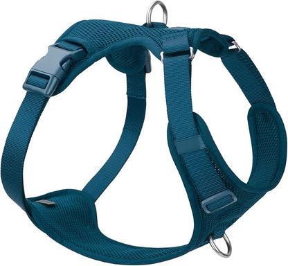 No Pull Dog Harness for Small Medium Large Dogs - Adjustable 2 Layer Mesh Dog Vest with Dual Clip, Escape Proof, Quick Release, Lightweight Breathable Mesh for Walking Hiking (Prussian Blue,XL)