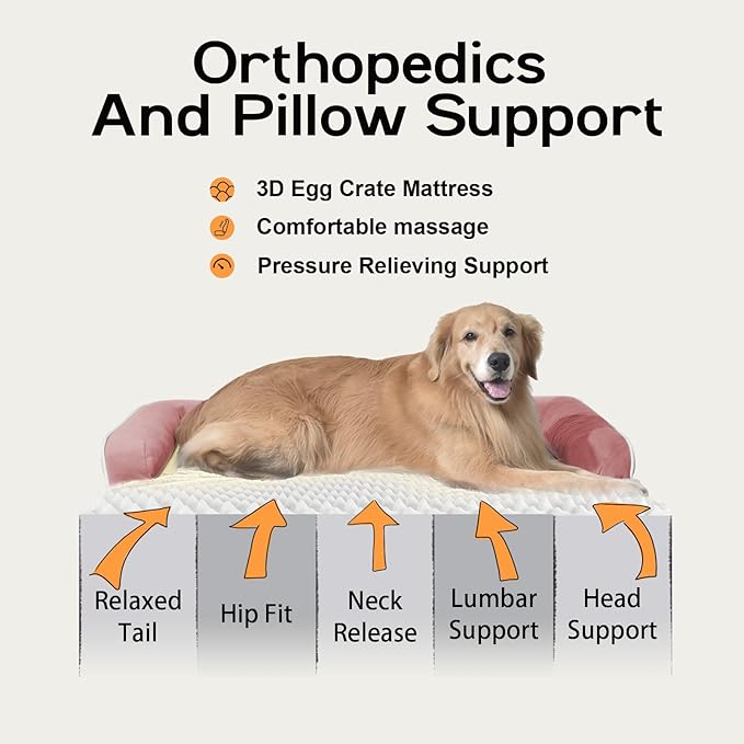 Dog Bed Large Sized Dogs-Orthopedic Waterproof Bed for Dogs,Large Dog Beds with Washable Removable Cover & Non-Slip Bottom