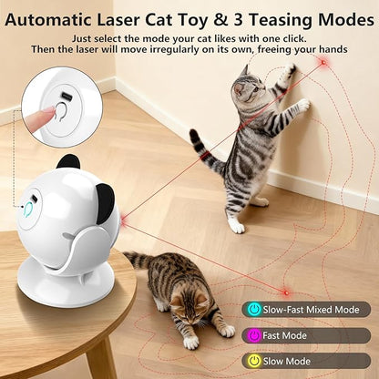 Saolife Laser Cat Toys for Indoor Cats, Truly Random Trjajectory, Suction Cup Design, Run Quiet, Interactive Cat Toy Automatic