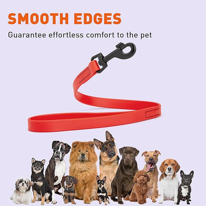 Dogline Biothane Waterproof Dog Leash Strong Coated Nylon Webbing with Black Hardware Odor-Proof Easy to Clean High Performance for Small or Large Dogs Made in USA 2 ft Lead, Cherry Red