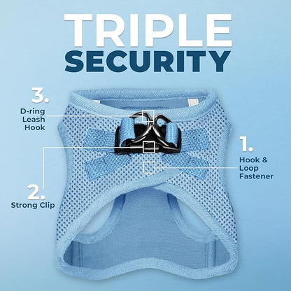 Best Pet Supplies Voyager Step-in Air Harness - All Weather Mesh, Reflective, No Pull Harness for Dogs, Cats - Secure with Hook & Loop Fastener, Buckle, Double D-Rings - Baby Blue, M
