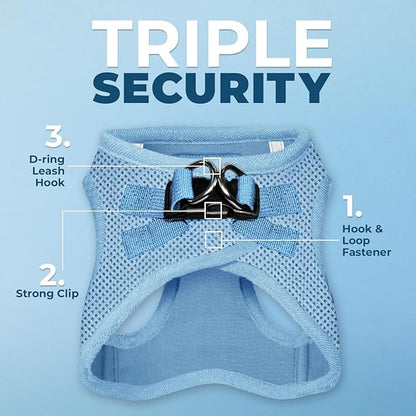 Best Pet Supplies Voyager Step-in Air Harness - All Weather Mesh, Reflective, No Pull Harness for Dogs, Cats - Secure with Hook & Loop Fastener, Buckle, Double D-Rings - Baby Blue, S