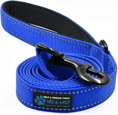 Max and Neo Small Dog Reflective Nylon Leash - We Donate a Leash to a Dog Rescue for Every One Sold (Blue, 6x5/8)
