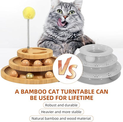 DoogCat Cat Ball Track Toy with Puzzle Top, 3-Level Tower with 9 Removable Balls, Interactive Toy for Kitten Mental & Physical Exercise