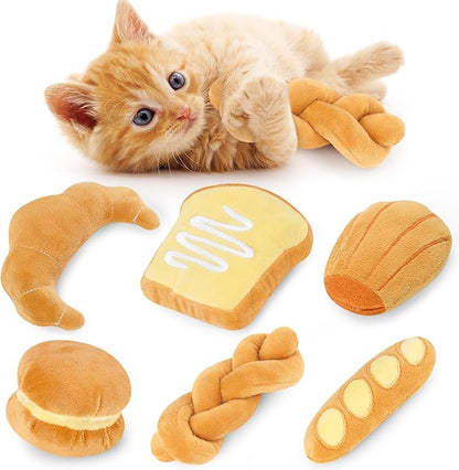Distaratie Cat Catnip 6Pcs Cat Toys Catnip Chew Bite Resistant Chew Toys for Cats Boredom Relief Teeth Cleaning Interactive Cat Toys Catnip Filled Cat Lover Gift Birthday Treat, Set of 6