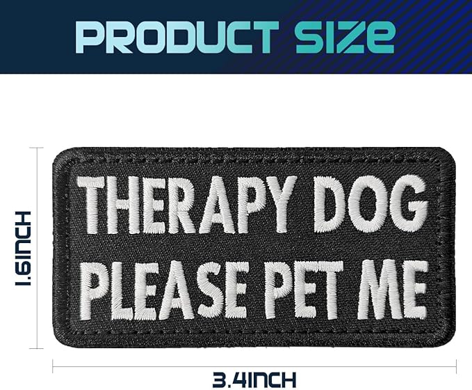 TACVEL 2 Pieces Therapy Dog Please Pet Me Dog Patches, Service Dog Patches with Hook Backing for Service Animal Vests, Harnesses