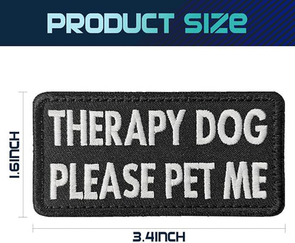 TACVEL 2 Pieces Therapy Dog Please Pet Me Dog Patches, Service Dog Patches with Hook Backing for Service Animal Vests, Harnesses