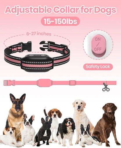 2-in-1 Bark Collar & Shock Collar for Dogs, 3300Ft Dog Training Collar with Remote 2 Pack - Anti Bark/Beep/Vibration/Shock 4 Modes, IP67 Smart Dog E Collar with 5 Adjustable Sensitivity for All Breeds