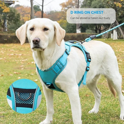 Airtag Dog Harness Chest Plate Reflective No Pull Harness with Leash for Extra Large Dogs (Steel Blue, XL)