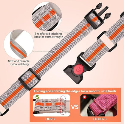 Martingale Collar for Dogs,Soft Neoprene Padded Reflective Martingale Collar and Leash Set Safety Buckle Nylon Martingale Collar for Small Dogs(Orange&S)