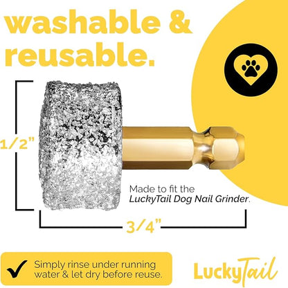 LUCKY TAIL - Dog Nail Grinder - Regular - Replacement Head - for Small, Medium & Large Dogs - Premium Quality - Diamond Tip Drill Bit - Professional Dog Nail Trimmers - Grooming Tool kit - 1 Pack
