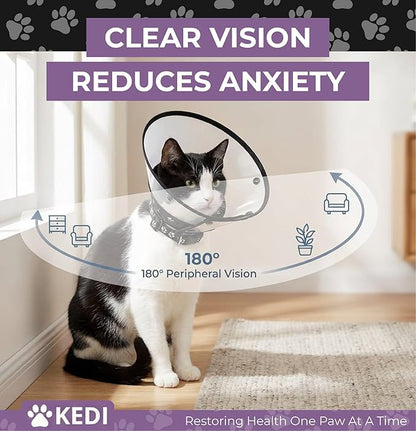 Cat Cone Collar for After Surgery to Stop Licking, Escape-Proof Recovery, Elizabethan E Collar for Cats, Comfortable Cone for Cats (Black, Medium)