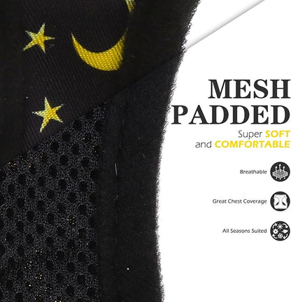 EXPAWLORER Small Dog Harness and Leash Set - Cute Puppy Harness Leash Dog Collar with AirTag Holder Silicone Case, Soft Padded Step in Pet Vest Reflective for Outdoor Walking, Star-Moon S