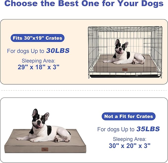 Tail Stories Outdoor Orthopedic Dog Bed for Medium Dogs & Cats, Waterproof Flat Pet Mat with Egg Crate Foam & Washable Removable Oxford Cover, 30x20 Inch, Khaki