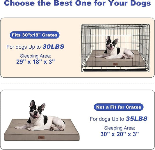 Tail Stories Outdoor Orthopedic Dog Bed for Medium Dogs & Cats, Waterproof Flat Pet Mat with Egg Crate Foam & Washable Removable Oxford Cover, 30x20 Inch, Khaki
