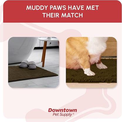 My Doggy Place Dog Mud Mat, 31" x 20" Brown – Thick Microfiber Entry Rug for Snow, Mud & Salt – Absorbent, Quick-Dry, Washer-Safe & Non-Slip, Medium