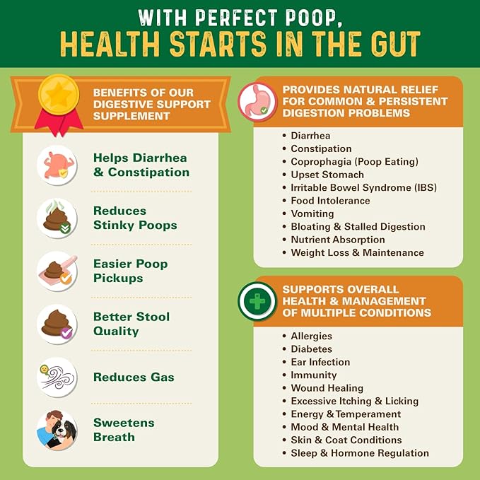 Perfect Poop Digestion & Health Supplement for Dogs: Fiber, Prebiotics, Probiotics, Enzymes Digestive, Hard & Soft Stool, Improved Health (4.2oz Cheddar Bag + 4.2 oz Chicken Bag, 4.2 oz Bundle)