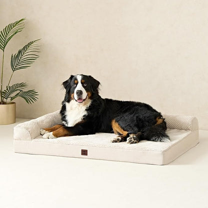 EHEYCIGA XL Dog Bed Memory Foam for Crate, Extra Large Dog Bed Orthopedic with Washable Removable Cover, Waterproof Pet Sofa Couch XLarge Size Dogs, 41x27x6.5, Beige