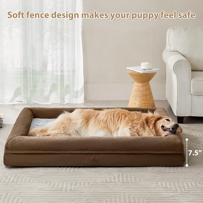 WNPETHOME Giant Dog Bed, Washable Dog Couch with Removable Waterproof Cover, Orthopedic Large Pet Sofa Bed with Bolster Sides for Sleeping