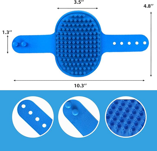 NVNAN Ultra-Soft Pet Grooming Brush with Adjustable Ring - Ideal for Dogs & Cats of All Hair Types - Bath, Shower, Dog Shampoo Brush & Massage Tool (Blue, 1-Pack)