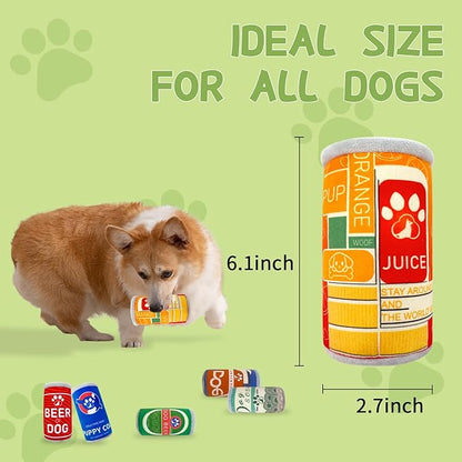 Plush Squeaky Dog Toy - Dog Beer Drink Shape Interactive Chew Toy for Small/Medium/Large Dogs, Stuffed Funny Dog Toys, Ideal for Indoor Home Play & Outdoor Activities, Puppy Birthday Gift (3 Pack)