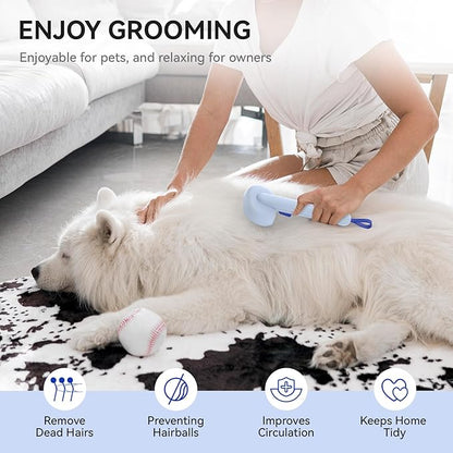 aumuca Self Cleaning Slicker Brush, Cat Brushes for Indoor Cats, Horses Grooming Deshedding Brush, Pet Massage Removes Loose Fur, Blue