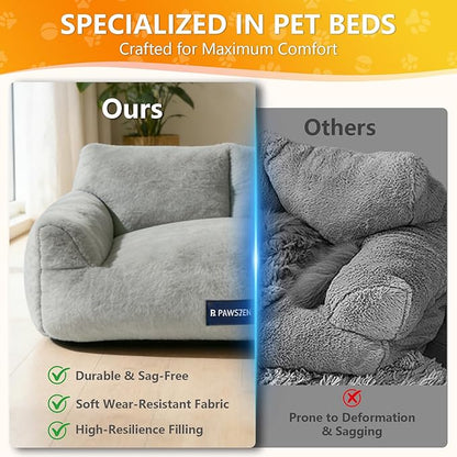 Cat Bed with Beveled Armrests, Warm Cat Beds for Indoor Cats with Removable Cover, High-Resilience Foam Cat Couch That Won’t Flatten Even After Long-Term Use, Washable Pet Bed for Cats & Small Dogs