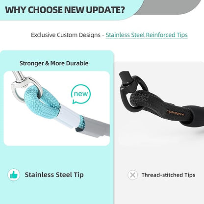 Mile High Life Dog Leash, with Comfortable Padded Handle, Turquoise Nylon Rope Leash with Steel Tips, Heavy Duty 4 Feet Pet Leashes (Turquoise,48 Inches)
