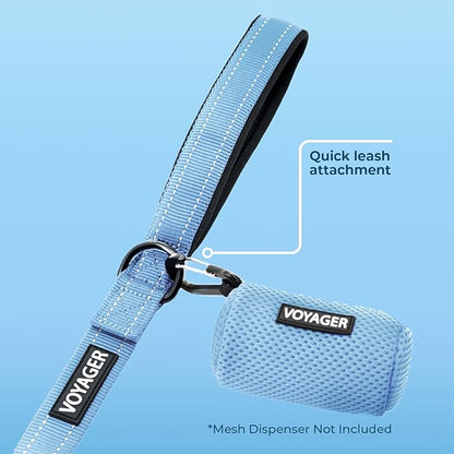 Best Pet Supplies Voyager Reflective Dog Leash or Collar with Neoprene Handle, for Small, Medium, and Large Breed Puppies, Cute and Heavy Duty for Walking, Running and Training - Baby Blue Leash, L