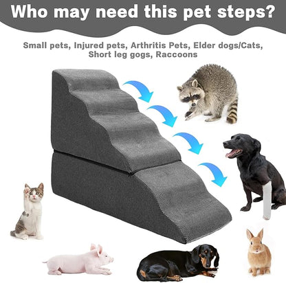MALOROY Dog Stairs for High Bed 30" H, 6-Step Dog Steps for Bed for Small Dogs and Cats, Pet Stairs for High Bed Climbing, Non-Slip Pet Step Ramps for Old Dogs/Cats, Free-Installation, Dark Grey