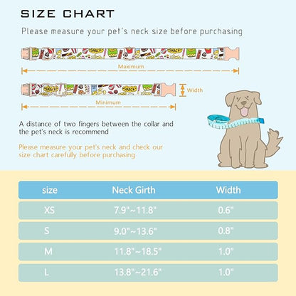 Faygarsle Snack Pattern Dog Collar for Small Medium Large Dogs Cute Puppy Collars for Female Dogs for Summer Spring Wedding Necklace Girl Dog Collar L