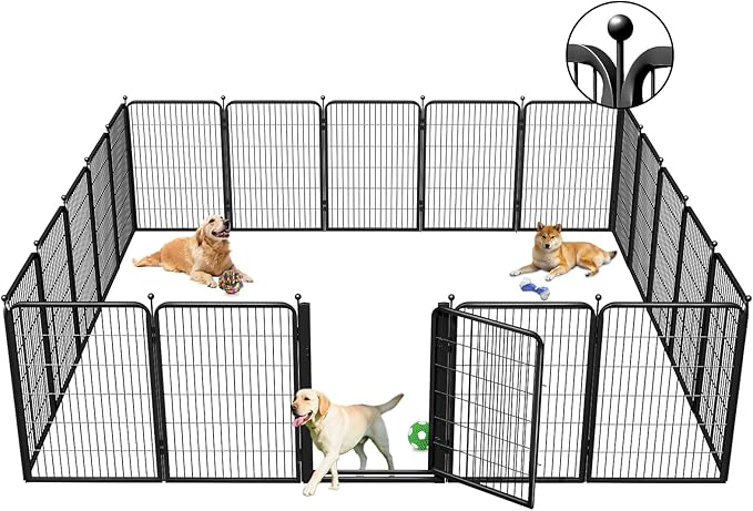 Dog Playpens with Low Threshold Gate, 40 Inch 20 Panels Heavy Duty Outdoor Dog Play Pen, RV Camping Yard Indoor Puppy Playpen Portable Pet Pen Fence for Large/Medium/Small Dogs
